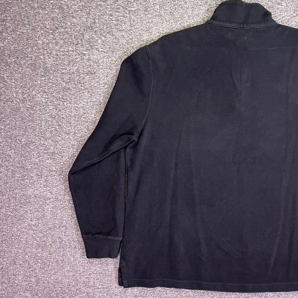 Polo Ralph Lauren Quarter Zip Pullover Mens L Black Cotton Casual Mock Neck Pony